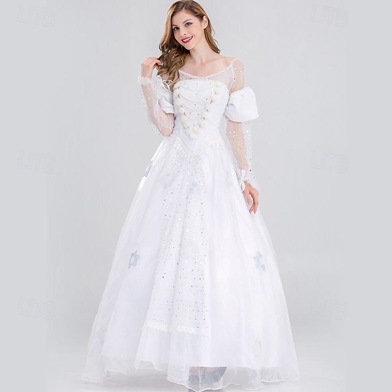 Alice in Wonderland Fairy Tale White Queen Mirana Dress Prom Dress Tulle Dresses Storybook Characters Movie Cosplay for Women's Adults Halloween Carnival World Book Day Performance School Event Dress