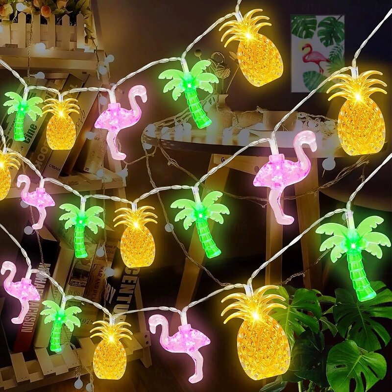 6.5m 30LED Solar String Lights Pineapple Coconut Tree Flamingo Fairy String Lights Holiday Wedding Garden Seaside Party Christmas Decoration4