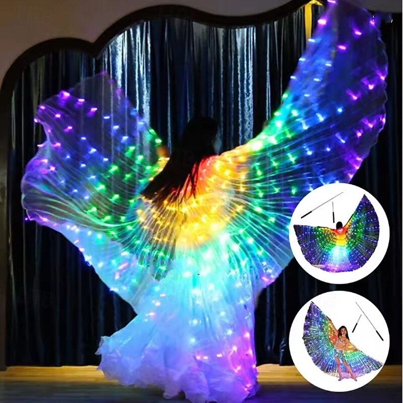 LED Wings Belly Dance Wings Isis Halloween Wing Prop Shining LED Lamp Wing Belly Dance Costumes Accessories Sticks