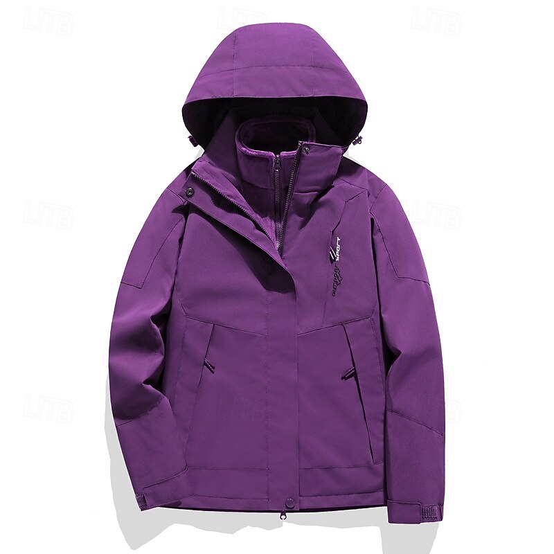 Women's Softshell Jacket Hiking Jacket Thermal Jacket Outdoor Waterproof Windproof Hiking Outfits Hiking Clothes Winter Autumn / Fall Top Camping / Hiking / Caving Running Solid Color White Red Purple3