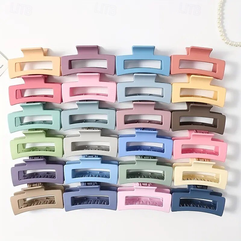 12pcs Random Color Matte Solid Shark Jaw Hair Clips for Women, Simple Style Hair Claws for Thin and Thick Curly Hair Accessories