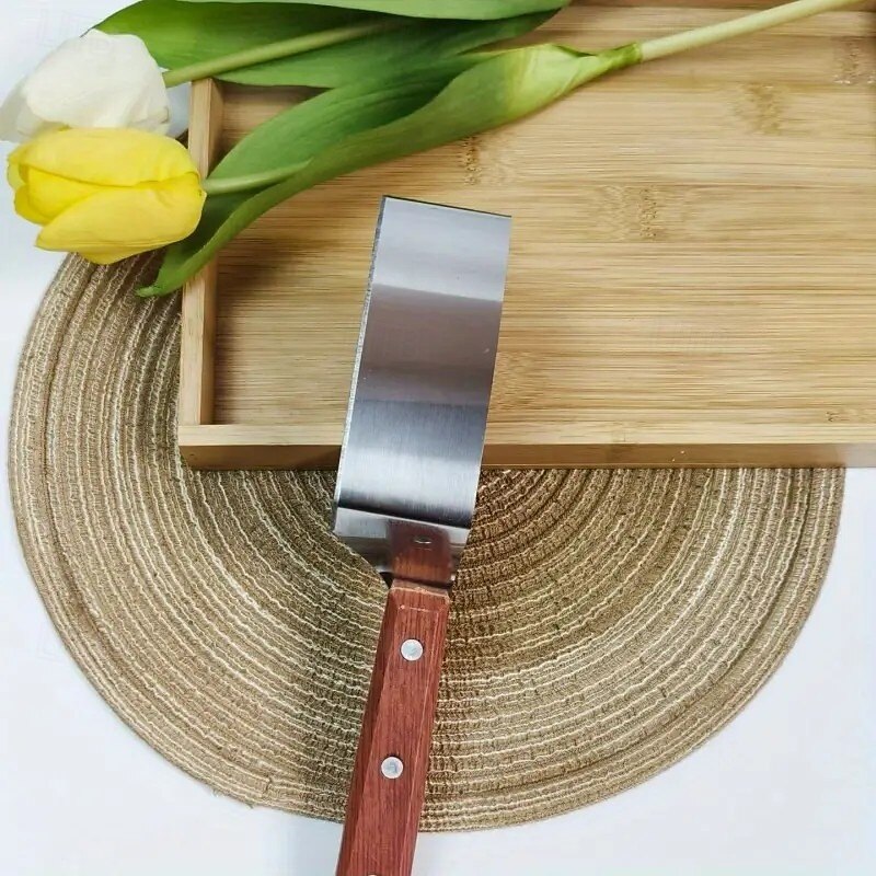 Stainless Steel Melon Slicer with Triangular Blades, Ergonomic Wooden Handle Fruit Cutter, Durable and Safe Kitchen Tool for Watermelon, Cantaloupe, and More4