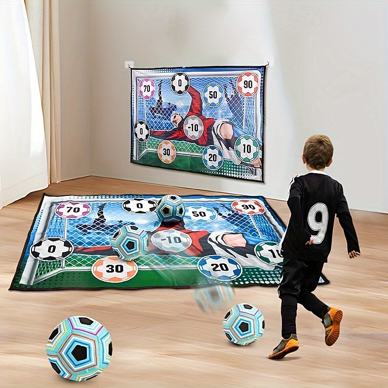 Soccer Ball Game Set for Youngsters & Adults - Durable Polyester Indoor/Outdoor Football Practice Mat Yellow - Includes 6 Balls with Numbers Ideal for Backyard Fun Family Play Birthday & Christmas