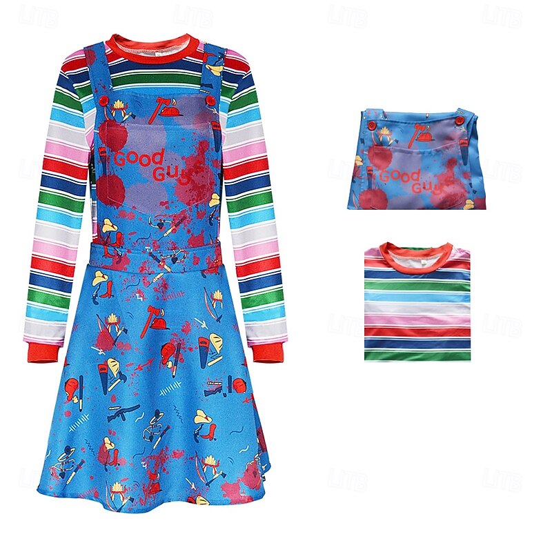 Chucky Scary Doll Halloween Dress T-shirt Horror Scary Costume Adults' Women's Halloween Carnival Performance Party Easy Halloween Costumes Dress Up4