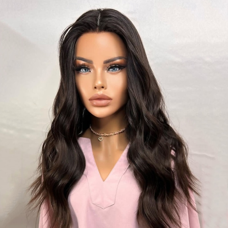 Human Hair 5x5 Closure 13x4 Lace Front Wig Middle Part Brazilian Hair Wavy Auburn Wig 130% 150% Density 100% Virgin Glueless Pre-Plucked For Women Long Human Hair Lace Wig4