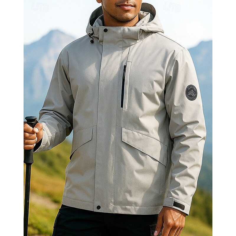 Men's Windbreaker Softshell Jacket Hiking Jacket Outdoor Waterproof Windproof Hiking Outfits Hiking Clothes Spring Autumn / Fall Top Camping / Hiking / Caving Running Solid Color Black Yellow Pink - Main Image