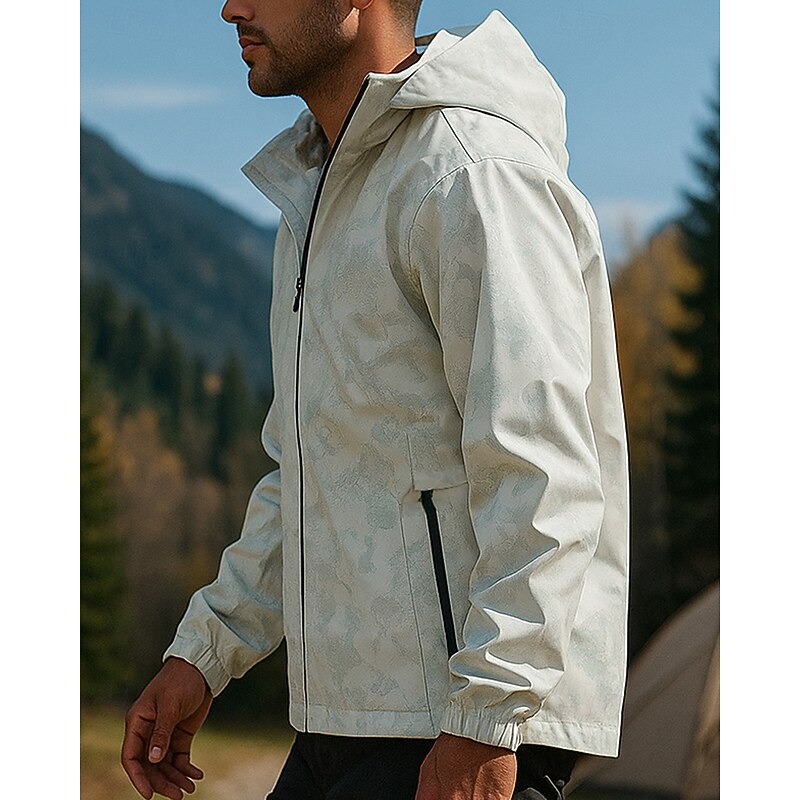 Men's Windbreaker Softshell Jacket Hiking Jacket Outdoor Waterproof Windproof Hiking Outfits Hiking Clothes Spring Autumn / Fall Top Camping / Hiking / Caving Running Camo White3