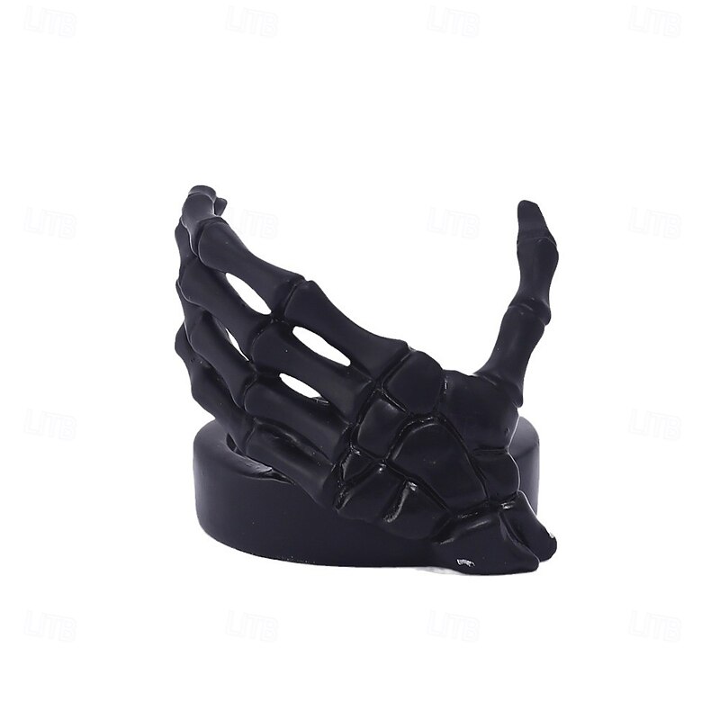 Halloween Statu Skull Hand Candle Holder Tealight Base Pillar Stand Gothic Resin Decor Jewelry Tray Unique Halloween Tabletop Ornament Spooky Home Accent2