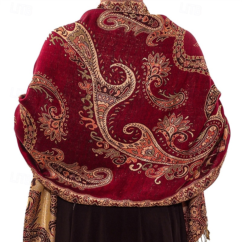 Women's Rectangle Scarf Women's Shawls & Wraps Street Daily Date Wine Blue Purple Scarf Print2