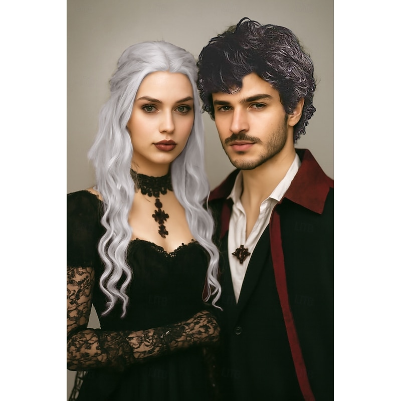 Daenerys Targaryen Wigs Men's Short Curly Hair Black Wig With Bangs Cosplay Halloween Costume Party Natural Hair Wig