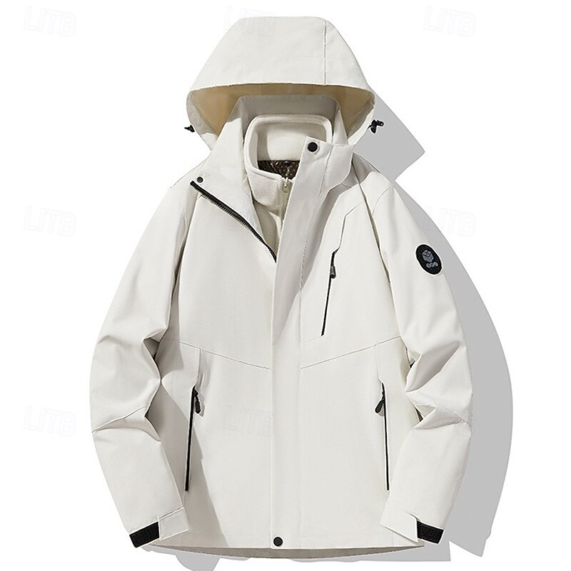 Men's Hiking Jacket Outdoor Waterproof Windproof Hiking Outfits Hiking Clothes Spring Autumn / Fall Top Camping / Hiking / Caving Running Solid Color Black White Purple3