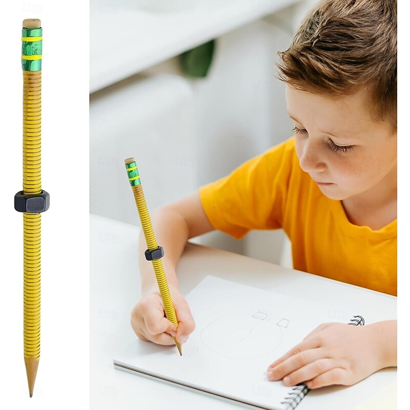 Nut Decompression Pen Threaded Pencil Threaded Wooden Pencil with Rotating Nut Perfect for School Office Home Birthday Gift2