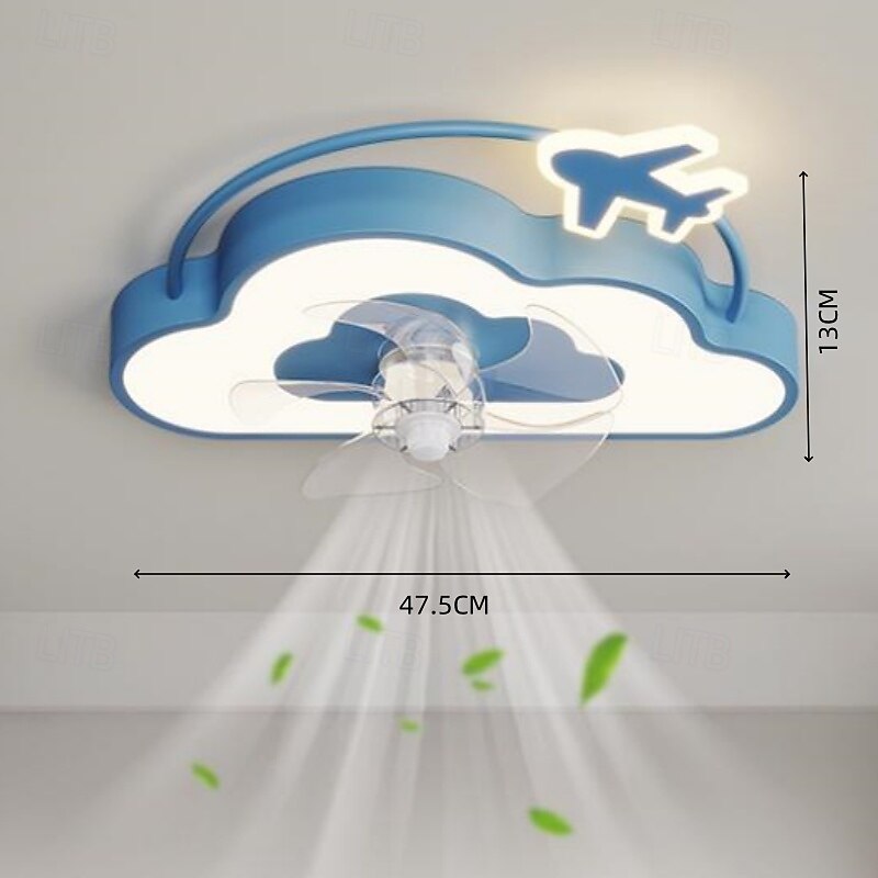 LED Fan Ceiling Light Ceiling Fan Light Children's Room Decorative Furniture Light Bedroom Light Strong Wind Quiet Highlighting Stepless Dimming with Remote Control3