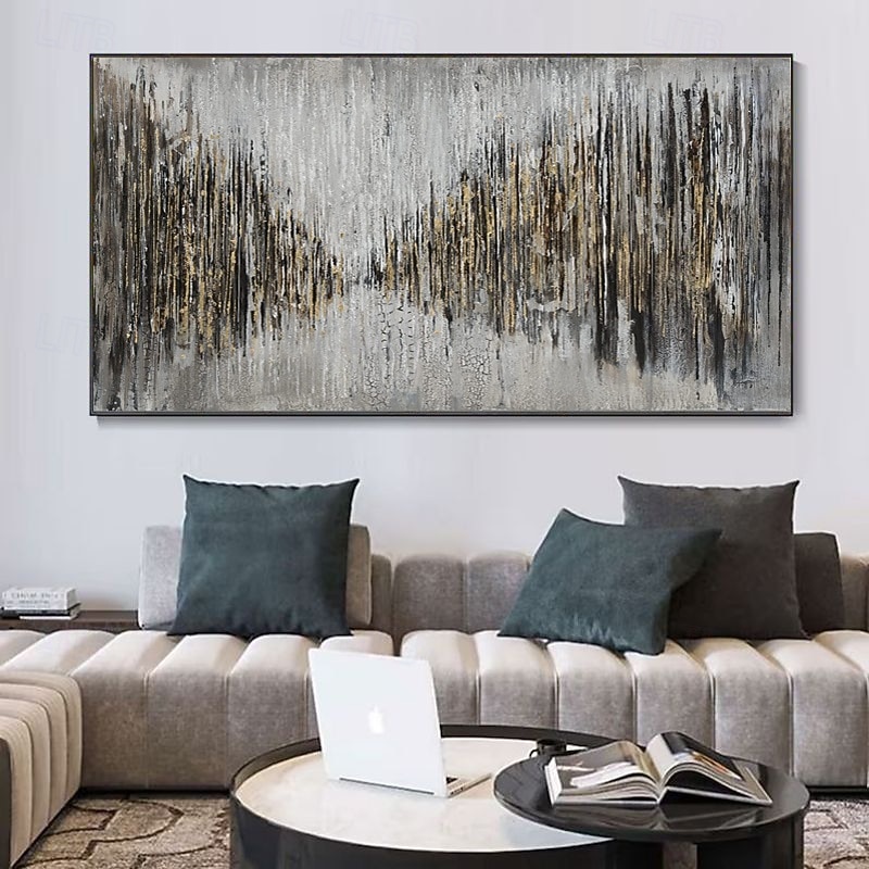 Handmade Oil Painting Acrylic Canvas Wall Art Decoration Modern Light Luxury Grey Abstract Texture for Home Decor Rolled Frameless Unstretched Painting