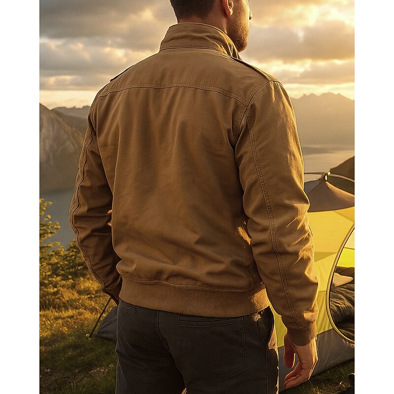 Men's Fleece Cargo Jacket Cotton Winter Outdoor Thermal Warm Top Black Green Khaki2