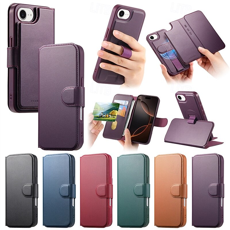Phone Case For iPhone 16 15 14 Pro Max Plus 16e 13 Pro Max Magnetic Adsorption Wallet Case Flip Cover with Stand Holder Detachable Support Wireless Charging Retro PC PU Leather