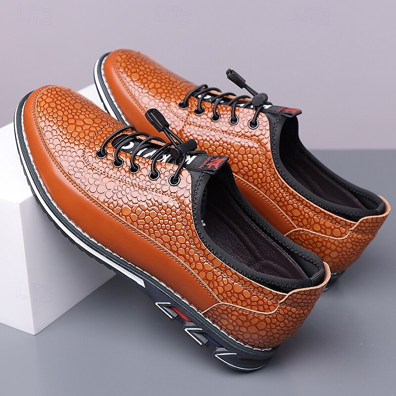 Men's Textured Faux Leather Casual Sneakers – Lightweight Lace-up Shoes for Daily Walking, Travel and Weekend Street Style2