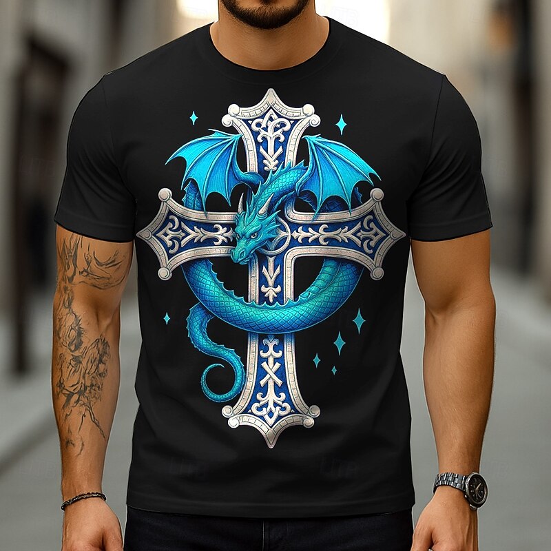 Men's 3D Celtics Tree Of Life T Shirt Short Sleeve T shirt 3D Print Crew Neck Shirt Viking Designer Party Street Casual Navy Blue Blue Green Summer Spring Clothing Apparel S M L XL XXL XXXL2