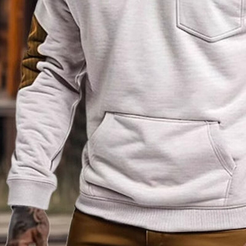 Men's Sweatshirt Quarter Zip Sweatshirt White Standing Collar Color Block Patchwork Pocket Sports & Outdoor Casual Daily Vintage Streetwear Casual Spring Fall Clothing Apparel Hoodies Sweatshirts3