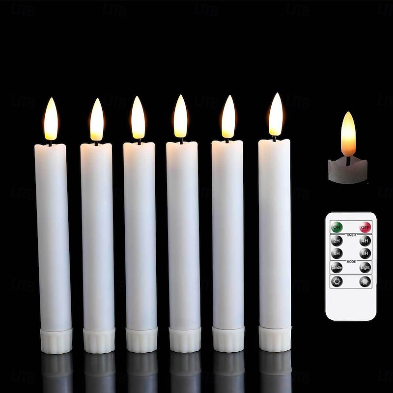 6 Pcs Halloween Christmas 16.5/17.5/22.5CM simulation electronic candle remote control AAA battery indoor and outdoor wedding party atmosphere decoration light2
