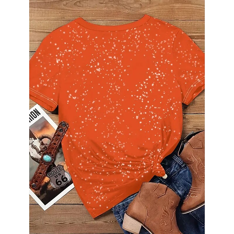 Halloween Women's T shirt Ghost Graphic Pumpkin Vintage Stylish Classic Short Sleeve Crew Neck Round Neck Regular Tops Daily Weekend Print Orange Summer Fall2