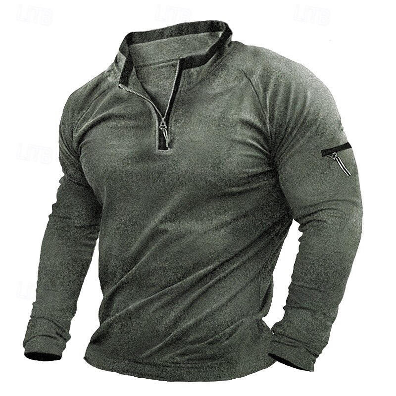 Men's Sweatshirt Quarter Zip Sweatshirt Black Army Green Half Zip Color Block Patchwork Quarter Zip Sports & Outdoor Daily Holiday Polyester Streetwear Basic Casual Spring Fall Clothing Apparel2
