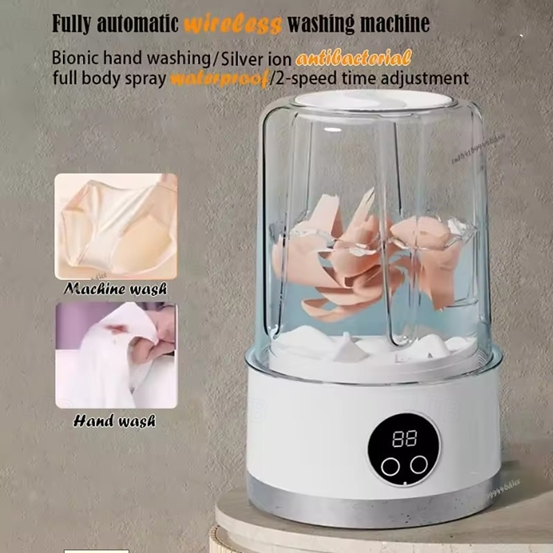 Wireless Washing Machine Portable Travel Underwear And Socks Laundry Bucket Charging Mini Clothes Washing Cup 2-speed Time2