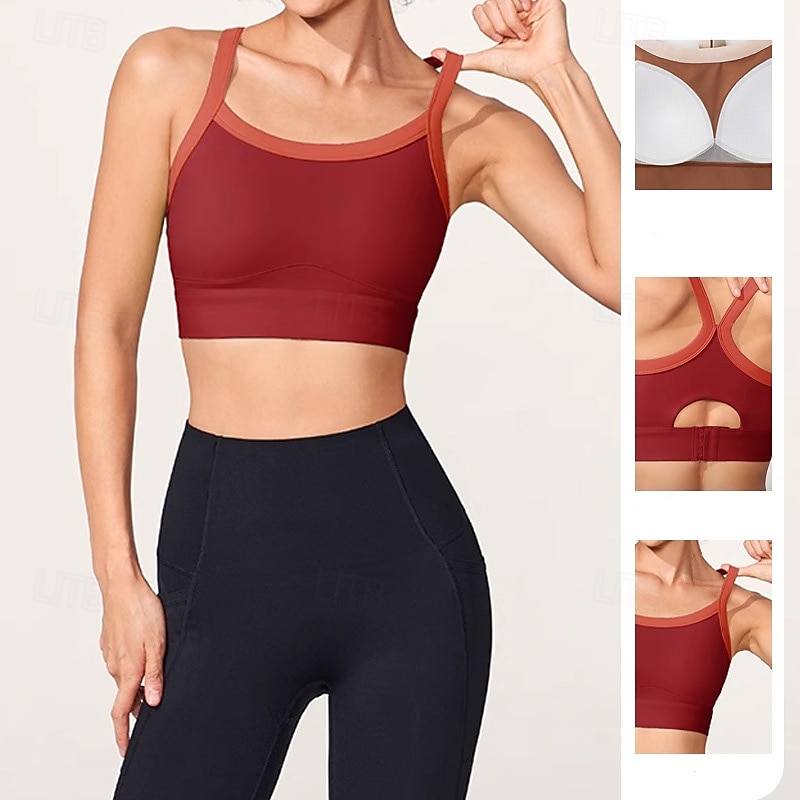 Women's Workout Tank Tops Sports Bra Underwear High Supports Breathable Wireless Padded Solid / Plain Color Sport Activewear Black White Gym Fitness Yoga