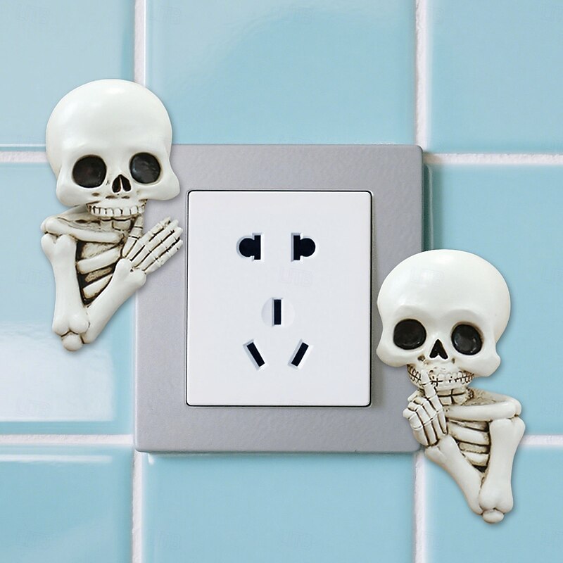 Halloween Resin Skeleton Light Switch Wall Decor, Spooky Home and Office Decoration for Halloween Atmosphere, Festive Wall Ornament