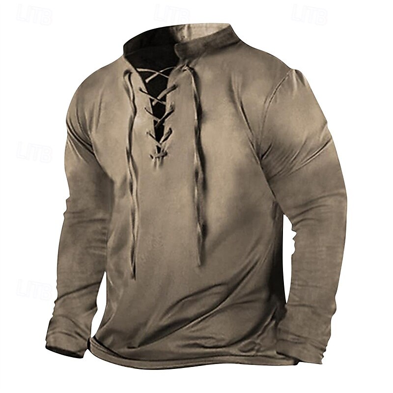 Men's Sweatshirt Black Pink Blue Green Khaki Standing Collar Plain Lace up Sports & Outdoor Daily Holiday Polyester Streetwear Basic Casual Spring Autumn / Fall Clothing Apparel Hoodies Sweatshirts