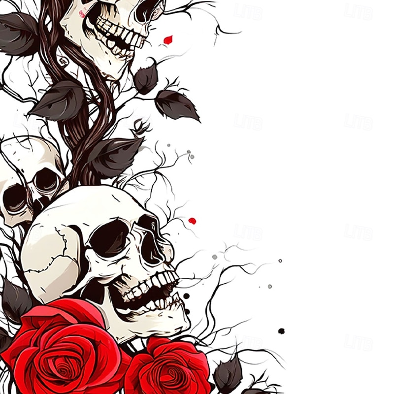 Halloween Men's Skull Rose Henley Shirt T shirt Tee Short Sleeve T shirt 3D Print Crew Neck Lace Up Neck Henley Shirt Fashion Daily Basic Street Sports Outdoor Casual Red Blue Purple Summer Spring2