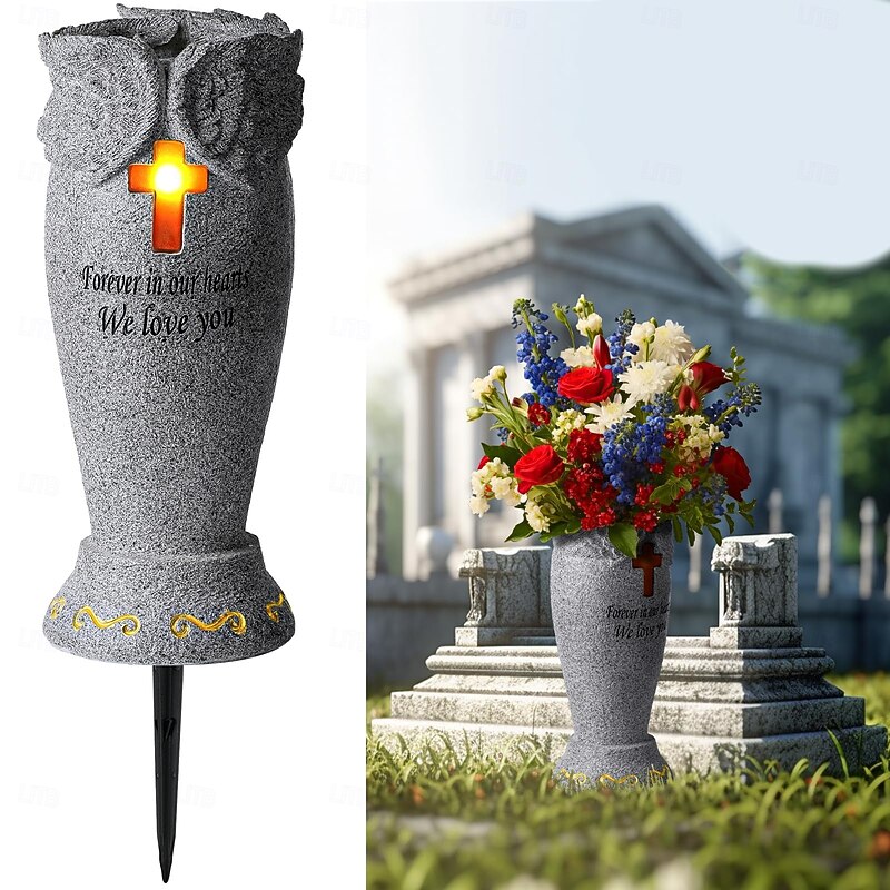 Cemetery Grave Flower Vase, Angel Vases With Spikes, Markers Decor for Humans or Pet, Garden Memorial Gifts for Loved One3