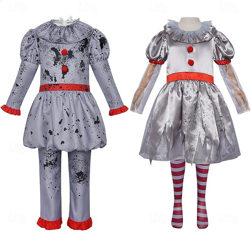 Clown Pennywise Halloween Costume Halloween Group Couples Costumes It Horror Scary Costume Kid's Adults' Men's Women's Boys' Halloween Carnival Performance Party Easy Halloween Costumes Dress Up