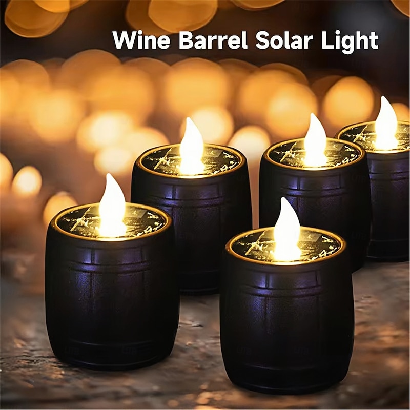 2 Pcs 1PC Solar Lamps Tea Lights LED Candle Light Outdoor Waterproof Energy Electronic Flickering Lighting Garden Wedding Party Decoration2