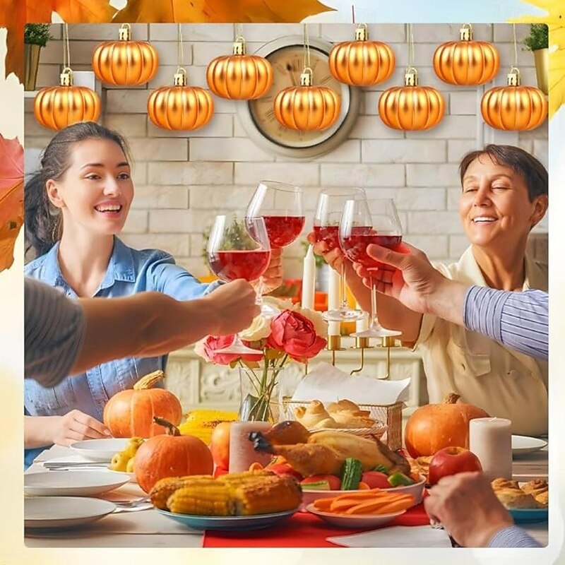 24 pcs Halloween Hanging Pumpkin Ornaments Fall Mini Thanksgiving Ball Ornaments, 2in Matte Plastic Pumpkin Baubles for Halloween Tree, Autumn Garland, Thanksgiving Decor or Holiday Display3