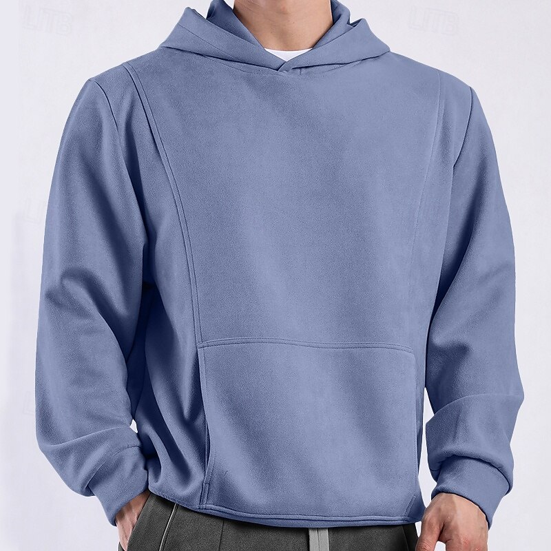 Men's Hoodie Black Blue Gray Light Blue Hooded Plain Patchwork Sports & Outdoor Casual Daily Streetwear Cool Sportswear Spring &  Fall Clothing Apparel Hoodies Sweatshirts