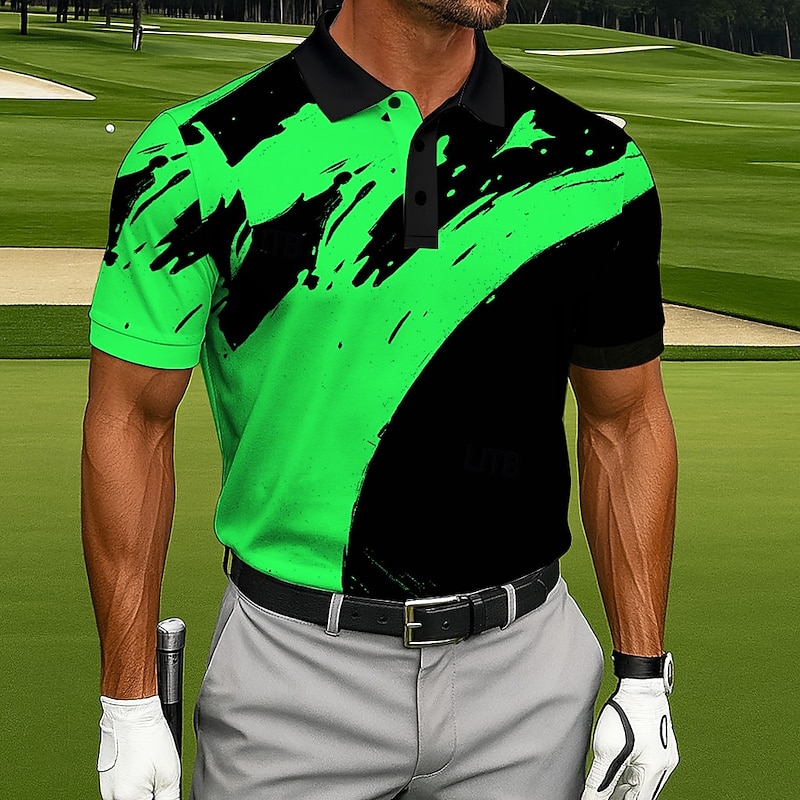 Men's Color Block Golf Polo Sports Polo Shirts Short Sleeve Polo Shirts Collared Shirts Casual Athleisure Outdoor clothing Daily Wear Buttons Summer White Yellow Red2