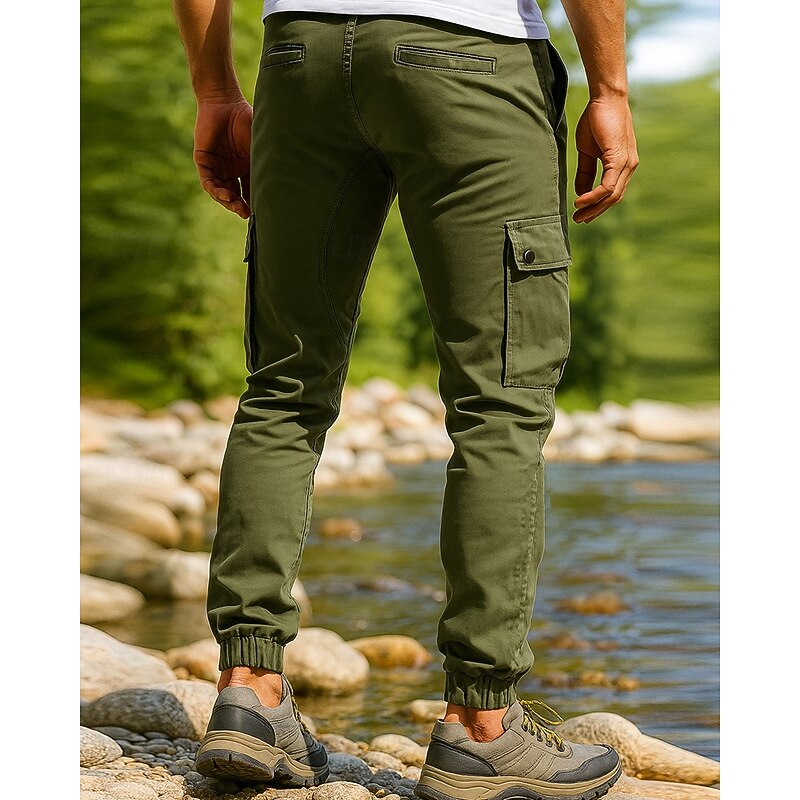 Men's Cargo Pants Hiking Pants Trousers Outdoor Regular Fit Waterproof Windproof Bottoms Pocket Black Army Green Cotton Camping / Hiking Running S M L XL XXL2