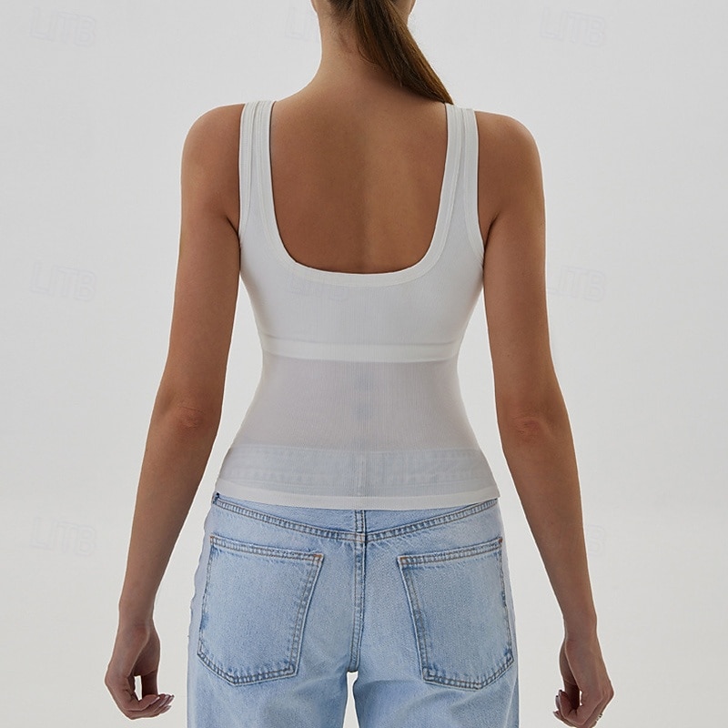 Women's Workout Tank Tops Sports Bra Underwear Medium Support Breathable Wireless Padded Solid / Plain Color Sport Activewear Black White Gym Fitness Yoga3