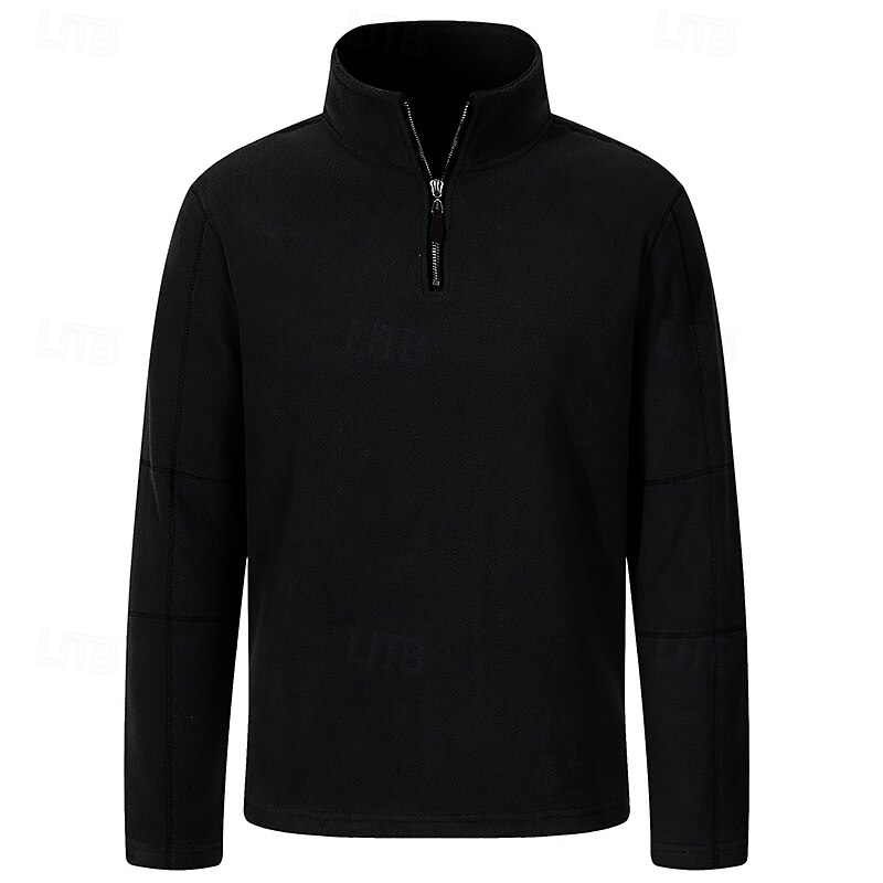 Men's Sweatshirt Fleece Hoodie Quarter Zip Sweatshirt Black Brown Green Khaki Dark Gray High Neck Plain Quarter Zip Sports & Outdoor Casual Daily Streetwear Cool Sportswear Spring &  Fall Clothing2