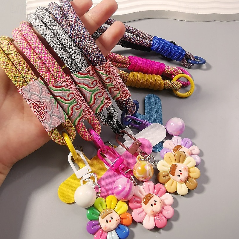 New printed wrist mobile phone short rope hanging rope flower pendant dual-use short woven rope sturdy men's and women's outdoor travel hanging rope4