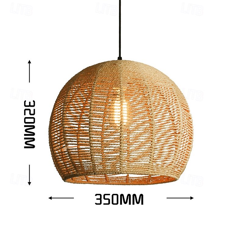 Hemp Rope Chandelier-Kitchen Island 1-Light Bohemian Modern Woven Rattan/Pendant Light Fixtures LED Pendant Farmhouse Coastal Hanging Lights for Restaurant Tearoom Bedroom Living Room Cafe4