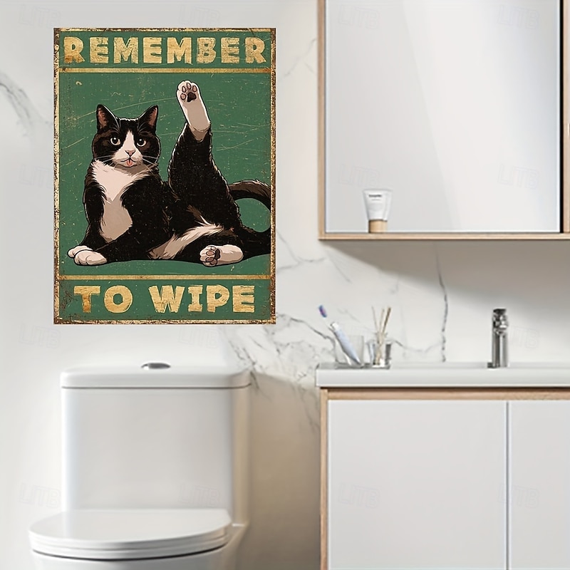 Charming Bathroom Cat Canvas Art Frameless Wall Decor for Home Office Cafe  Perfect for Bedroom Living Room Kitchen4