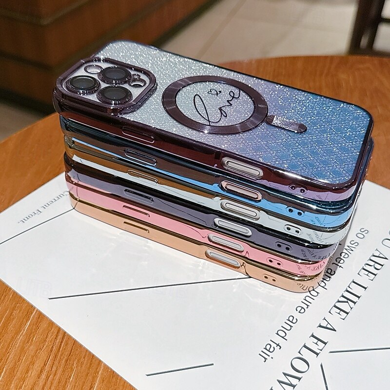 Phone Case For iPhone 17 Pro Max 17 Air 16 15 14 Pro Max Plus 16e 13 Pro Max Back Cover Support Wireless Charging Non-Yellowing Bling Glitter Shiny Color Gradient2