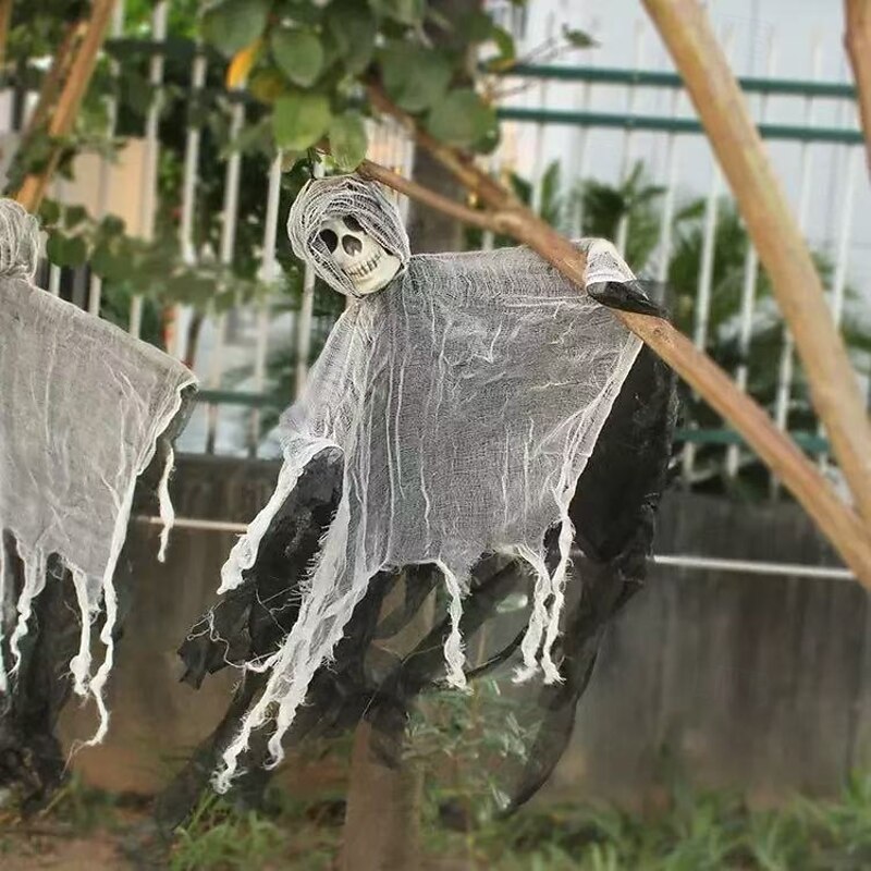 Halloween Large Hanging Ghost Scary Skull Decoration, Haunted House and Escape Room Prop, Witch and Horror Scene Setup for Bar, KTV, Party, Spooky Halloween Decor2