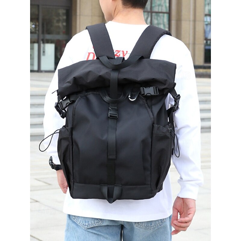 Men's Roll-Top Waterproof and Scratch-Resistant Backpack – Large Capacity Outdoor Travel Bag with Laptop Compartment for Students, Commuters and Hikers2