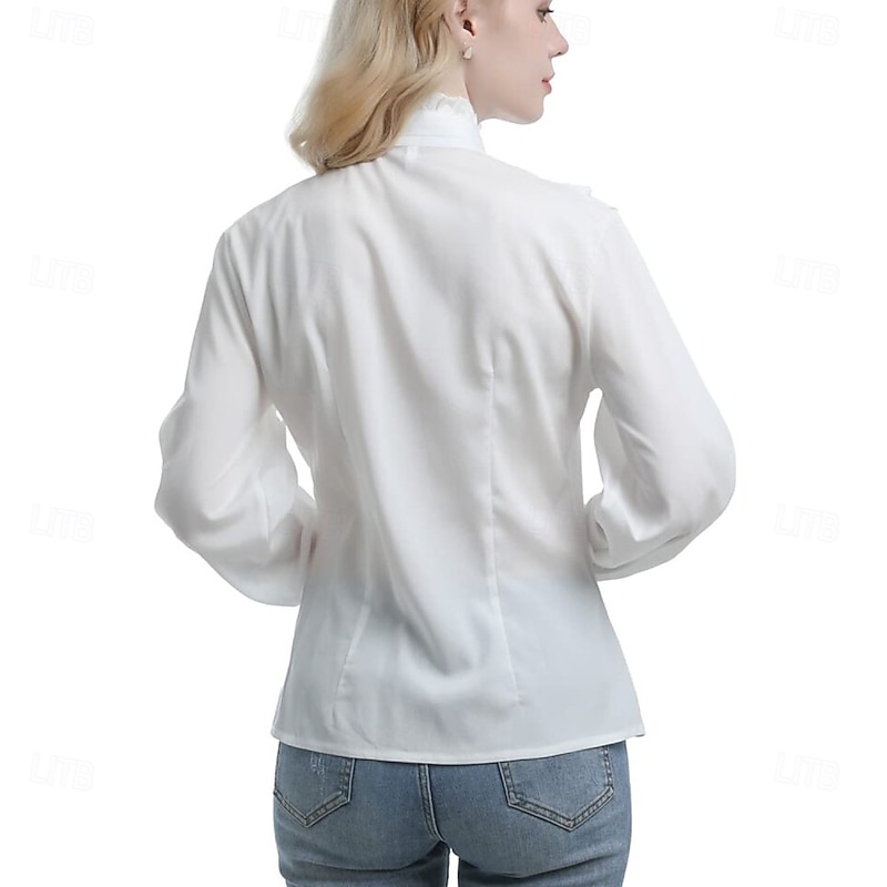 Retro Vintage Rococo Medieval Blouse / Shirt Ruffle Sleeve Princess Vampire Queen Lace Bow Solid Colored Fancy Dress Women's Pirate Royal Steampunk Masquerade Casual Daily Adults' Blouses3