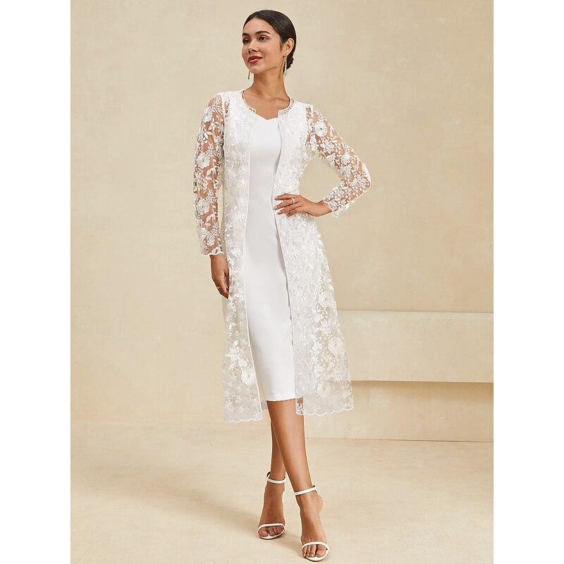 Women's Duster Lace Embroidered Elegant Basic Casual Floral Formal Short Crewneck Loose Fit long Sleeve Outerwear Navy Blue Summer Spring