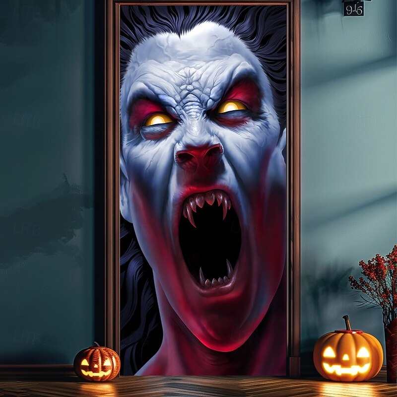 Halloween Door Covers Awakening by Tom Wood Door Tapestry Door Curtain Decoration Backdrop Door Banner for Front Door Farmhouse Holiday Party Indoor Outdoor Decor Supplies