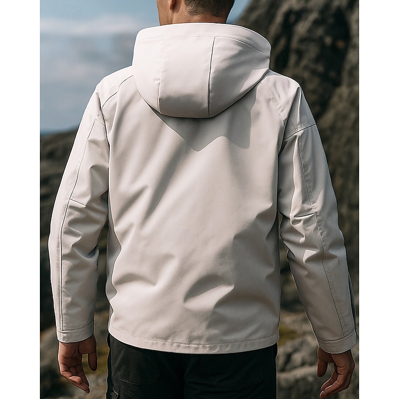 Men's Windbreaker Softshell Jacket Hiking Jacket Outdoor Thermal Waterproof Windproof Warm Hiking Outfits Hiking Clothes Spring Autumn / Fall Top Camping / Hiking / Caving Running Solid Color Black2